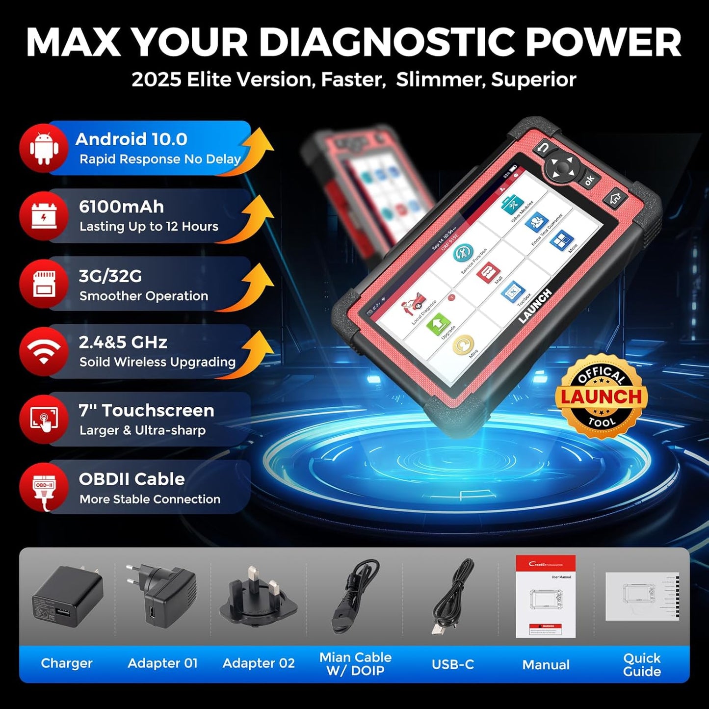 LAUNCH Escáner X431 CRP919E OBD2, bidireccional, CANFD, DoIP y FCA