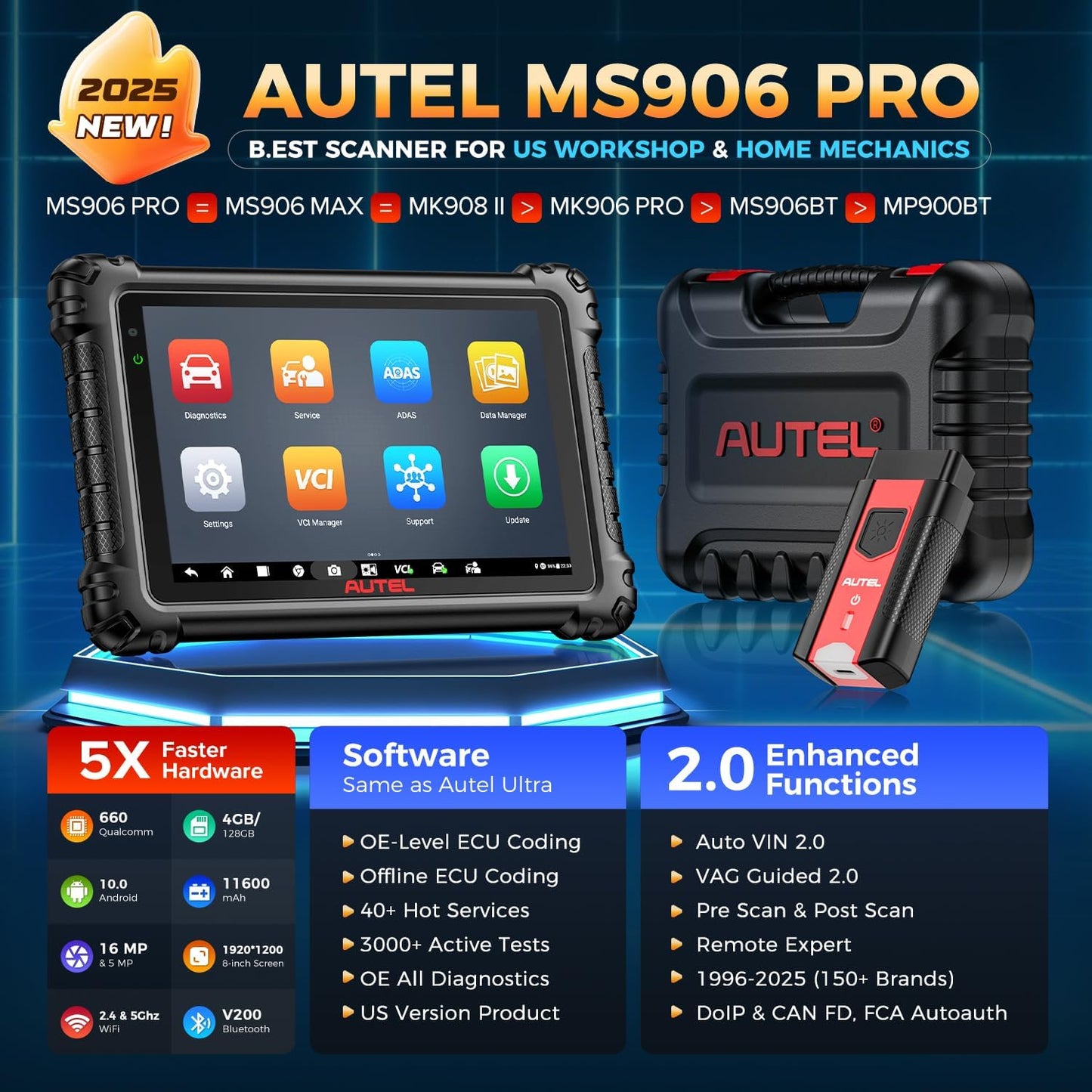 Autel Escaner MaxiSys MS906 PRO, 2025 MS906PRO DoIP CAN FD, FCA