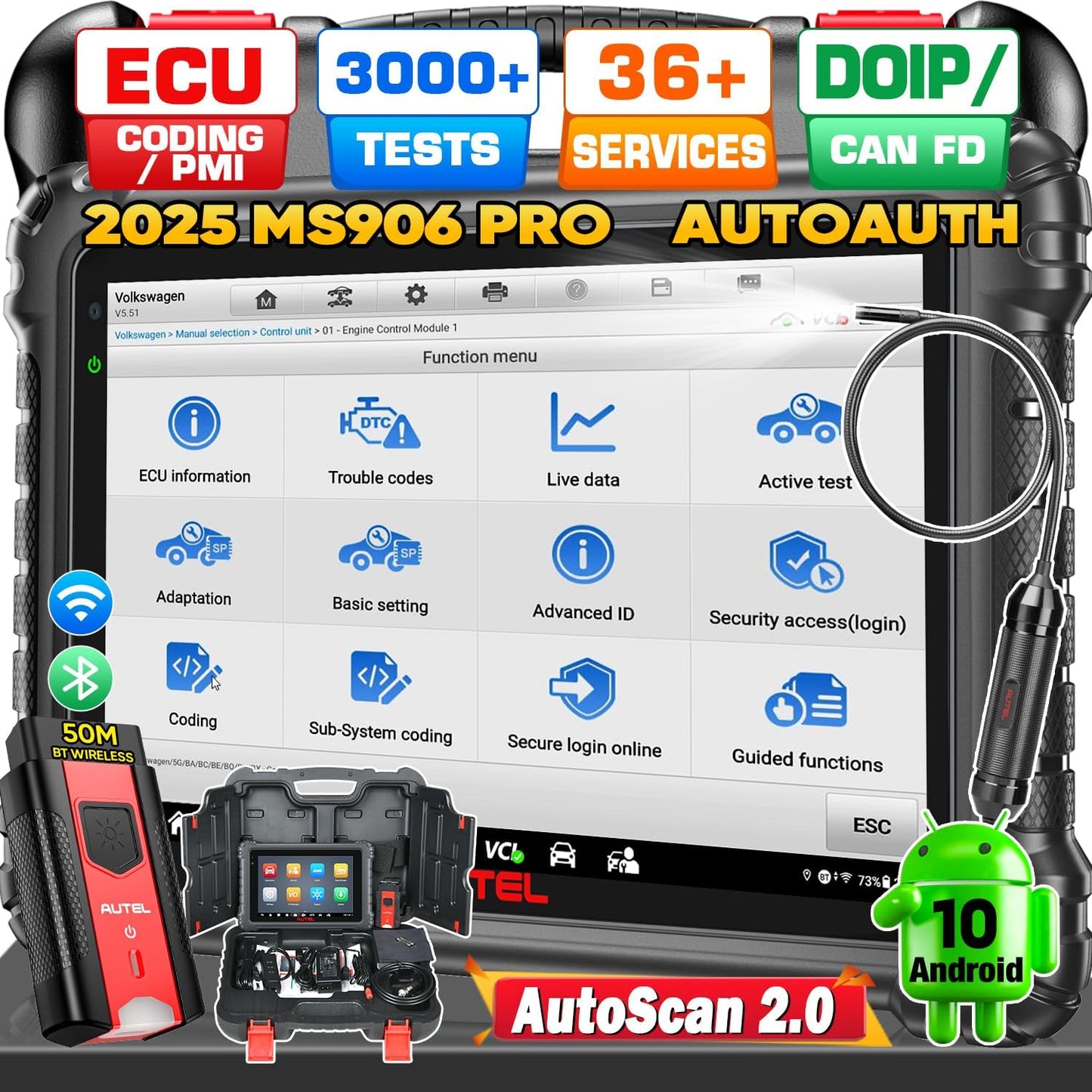 Autel Escaner MaxiSys MS906 PRO, 2025 MS906PRO DoIP CAN FD, FCA